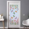 thumbnail image 2 of Blue Pink Flowers Window Privacy Film, Spring Floral Butterfly Elegant Pastoral Static Cling UV Sun Blocking Heat Control Window Tint Day and Night, Non-Adhesive One Way Privacy Cover 35.4''x78.7'', 2 of 7