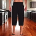 thumbnail image 7 of hotojiny Men's Capri Pants Casual 3/4 Pants Elastic Waist Drawstring Beach Yoga Cropped Trousers Wide Leg Sleep Pj Bottoms Capris, 7 of 7
