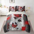 thumbnail image 2 of Castle Fairy Adults Female Girls Romantic Butterfly Red Floral Rose Bedding Comforter Set 7pcs,Happy Valentine's Day Queen Bedding Sets Super Cozy,Vintage Graffiti Splash Queen Sheet Sets, 2 of 8