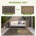 thumbnail image 3 of KUETH 5' x 8' Outdoor Rug Waterproof for Patio Carpet Plastic Reversible Straw Outdoor Rug for Camping Picnic Geometric Mat ,Black & Brown, 3 of 6