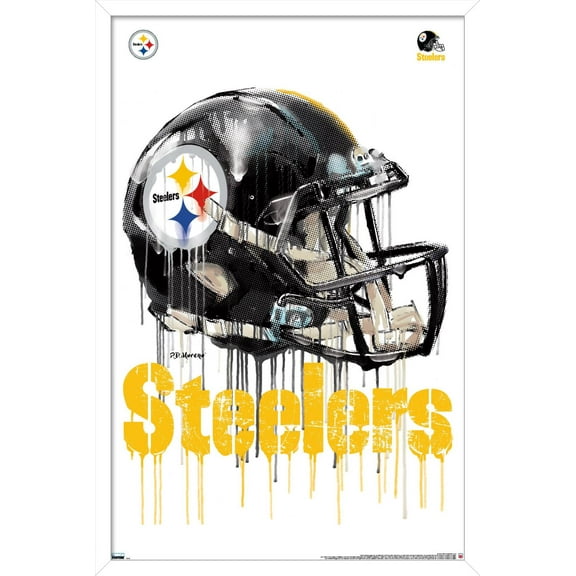 NFL Pittsburgh Steelers - Drip Helmet 20 Wall Poster, 14.725" x 22.375", Framed