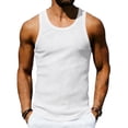thumbnail image 2 of YLSDY Men's Ribbed Crew Neck Tank Top, High Elastic Compression Sleeveless Shirt for Gym Training White XL, 2 of 9
