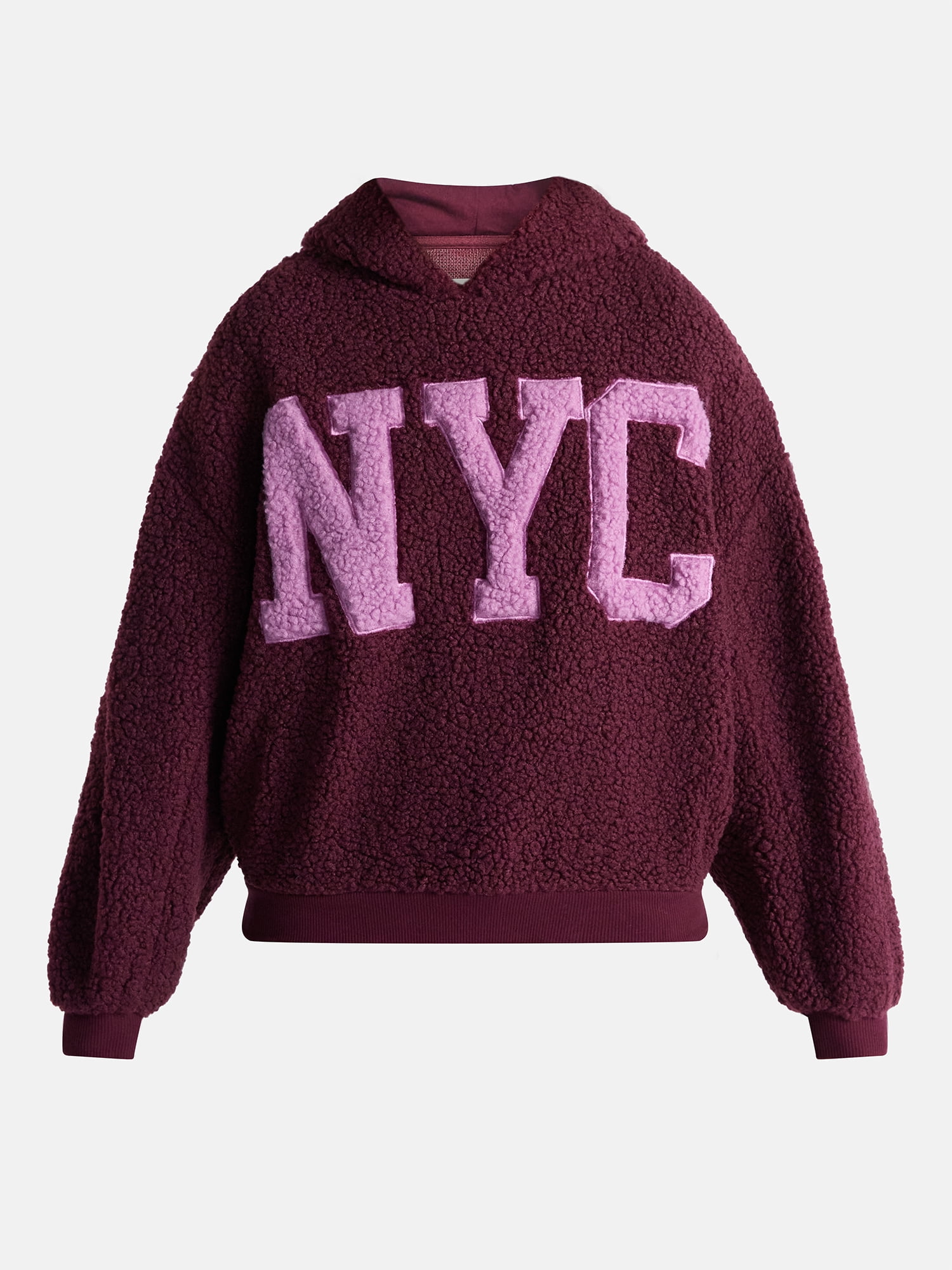 No Boundaries Embroidered Plush Pullover Hoodie, Women's