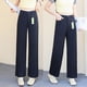 thumbnail image 1 of Pantalones de Mujer de Tiro Alto y Pierna Recta en Azul Oscuro, Corte Holgado, Pantalones Casuales de Pierna Ancha para Primavera y Verano, 1 of 9