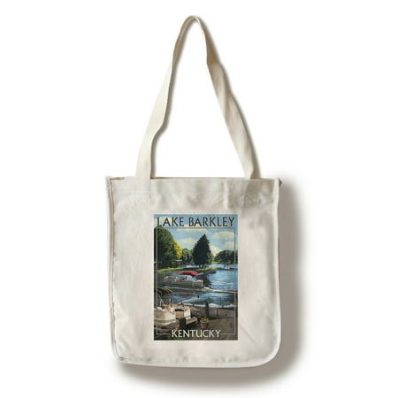 Lake Barkley, Kentucky - Pontoon Boats  - Lantern Press Artwork (100% Cotton Tote Bag - (Best Pontoon Boats For Families)