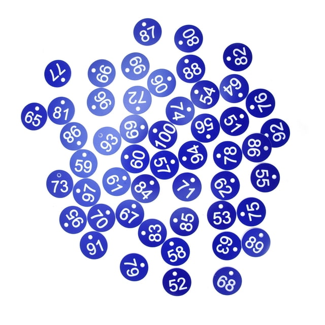 50 etiquetas numeradas para granja, ganado, apicultura, cría, suministros 51-100, color azul