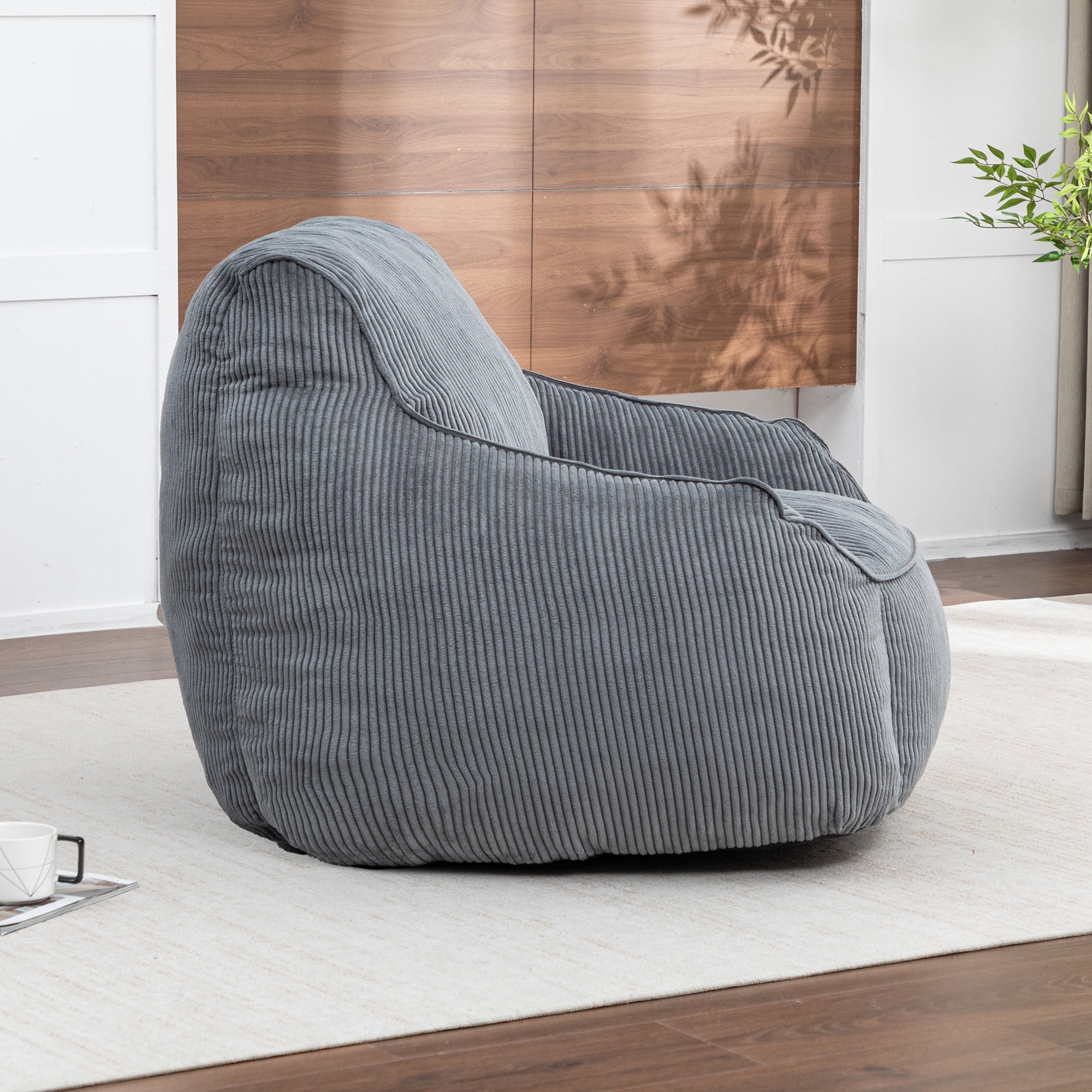 Giant Bean Bag Chair Sofa for Adults Teens, Comfy Corduroy Large Bean Bag Chairs with Armrests for Bedroom Living Room, Adult BeanBag Lazy Sofa Couch Chairs with Filler Included
