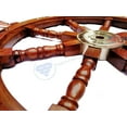 thumbnail image 4 of Nagina International Wood Hand Crafted Anchor Brass Accent Ship Wheel | Maritime Gift Decor (36 Inches), 4 of 6