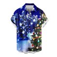 thumbnail image 1 of Mens Manga Corta Botón Abajo Camisas, Cuello de Vuelta Navidad Impresa Blusa, Top de Moda Casual, 1 of 4