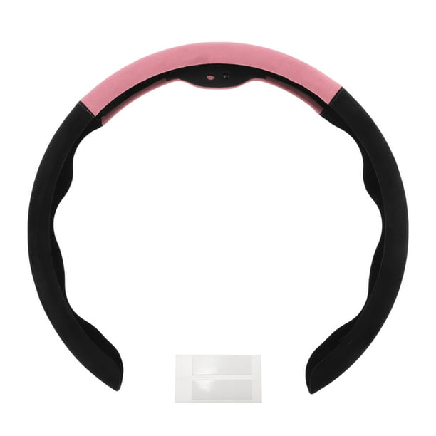 Funda para volante de cuero artificial PU ABS Protector de volante de automóvil 14.96" Negro Rosa 1 Pc