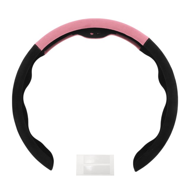Funda para volante de cuero artificial PU ABS Protector de volante de automóvil 14.96" Negro Rosa 1 Pc