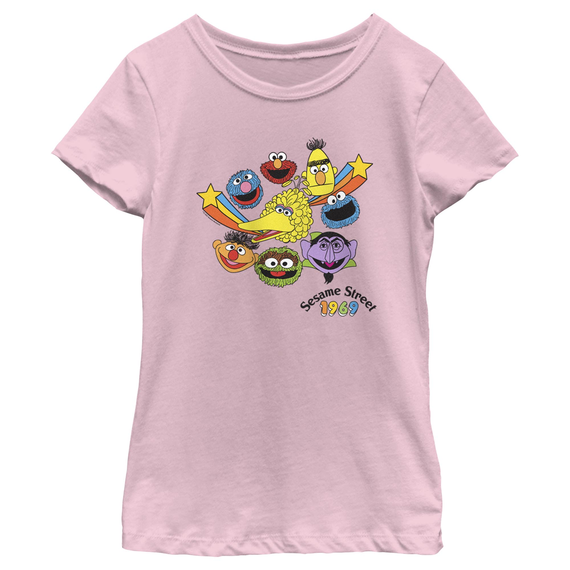 Girl's Sesame Street Main Characters Heads 1969 Graphic T-Shirt