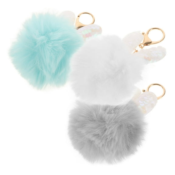 VERDANVERSE Plush Keychain Pendant Fashionable Accessory White Ears   Mint Green 3pcs 4.32X2.95X2.95in