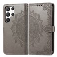 thumbnail image 6 of Allytech for Samsung Galaxy S25 Ultra Wallet Case, Luxury PU Leather with Embossed Pattern, Magnetic Clasp Kickstand Card Cash Slots Shockproof Slim Flip Case with Hand Strap for Women Men - Gray, 6 of 6