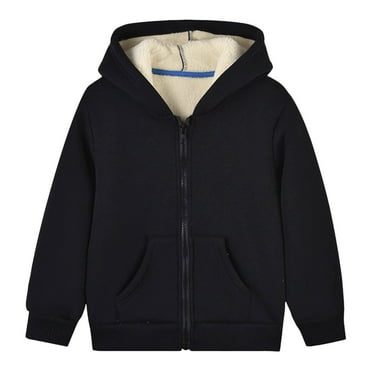 Byoo Boys Solid Jacket Zip Up Hooded Sweatshirt with Pocket Outerwear Thick Casual Warm Clothes