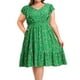 thumbnail image 1 of GRACE & GRANDEUR Vestido A-Line de Talla Grande para Mujeres con Mangas de Volante y Escote en V Floral para el Día de la Madre, con Cintura Elástica y Bolsillos, 3X Verde, 1 of 7