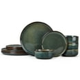 thumbnail image 2 of Vesteel Dinnerware Sets for 4, 12-Piece Stoneware Dish and Bowls Set, Handmade Reactive Glaze Coupe Plates Set for Family, Chip & Scratch Resistant - Sage Green, 2 of 8