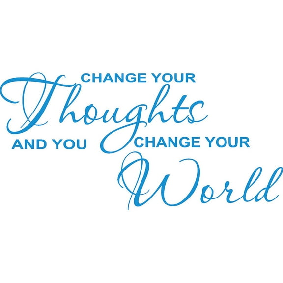 Blue 22" x 10" Change Your Thoughts And You Change Your World Vinyl Wall Art Home Decor Decal Sticker