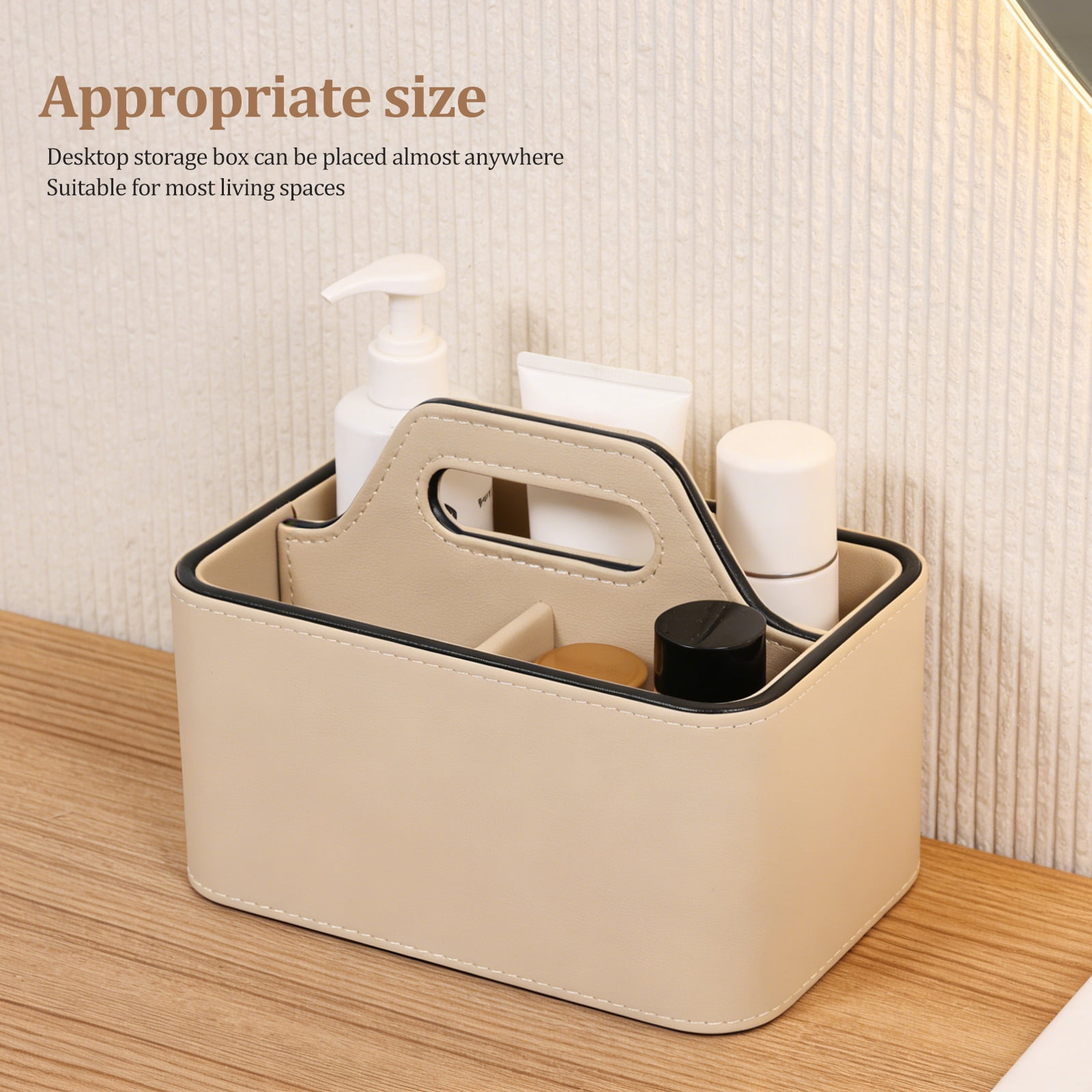 PU Leather Desk Organizer Luxury Remote Control Holder for Home, Office Desk Accessories Table Caddy Bedside Nightstand Organizer