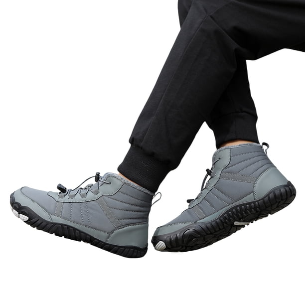 Botines Invierno Informales Minimalistas Zapatos Descalzos Caña Alta Botas Nieve Descalzas Antideslizantes Forrados Piel Ligeros para Senderismo Y Escalada