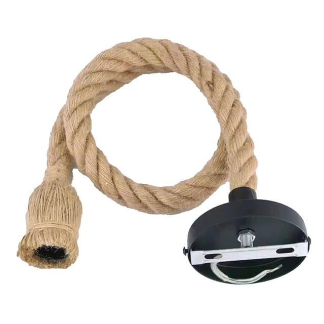 Lámpara colgante de cuerda de cáñamo, estilo industrial retro, lámpara colgante de techo, cuerda de yute para tienda de ropa, cafetería, bar, restaurante, un solo cabezal de 2 m
