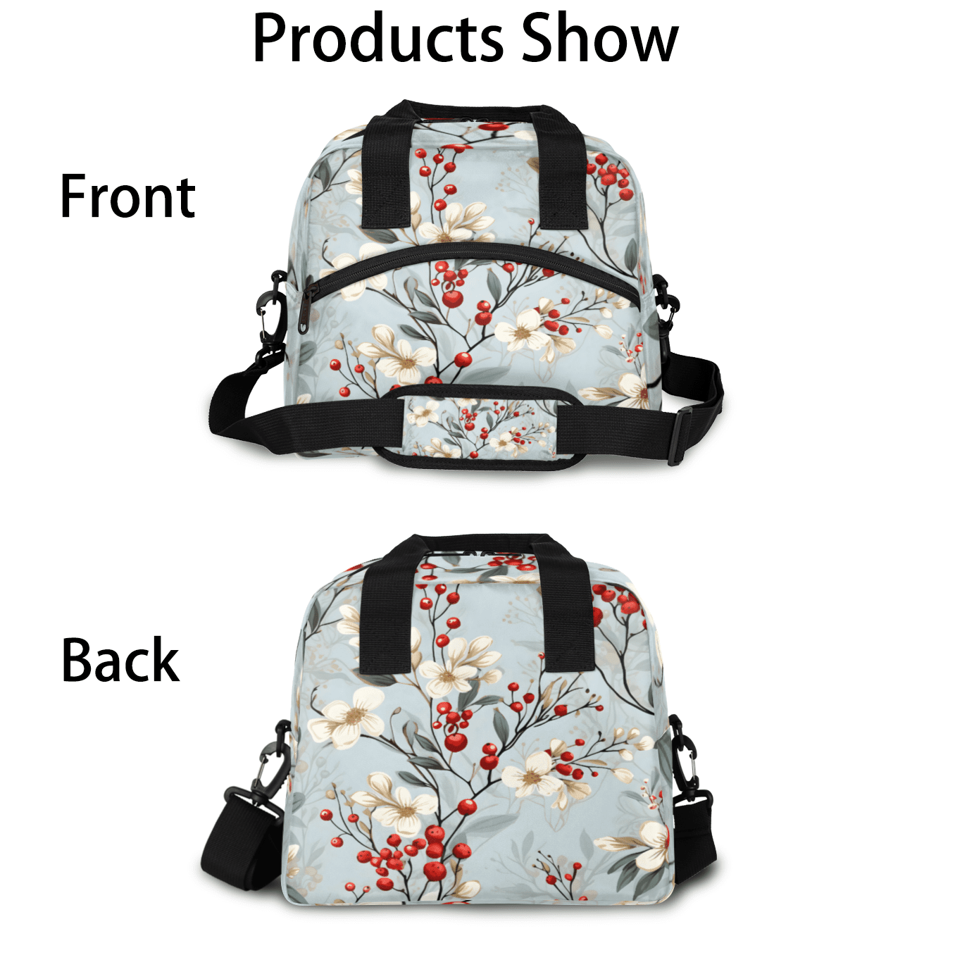 Herdesigns Vintage Flower Insulated Lunch Bag for Women Men Adults Large Reusable Lunch Box Fruit Floral Leakproof Cooler Tote Bags with Adjustable Shoulder Strap