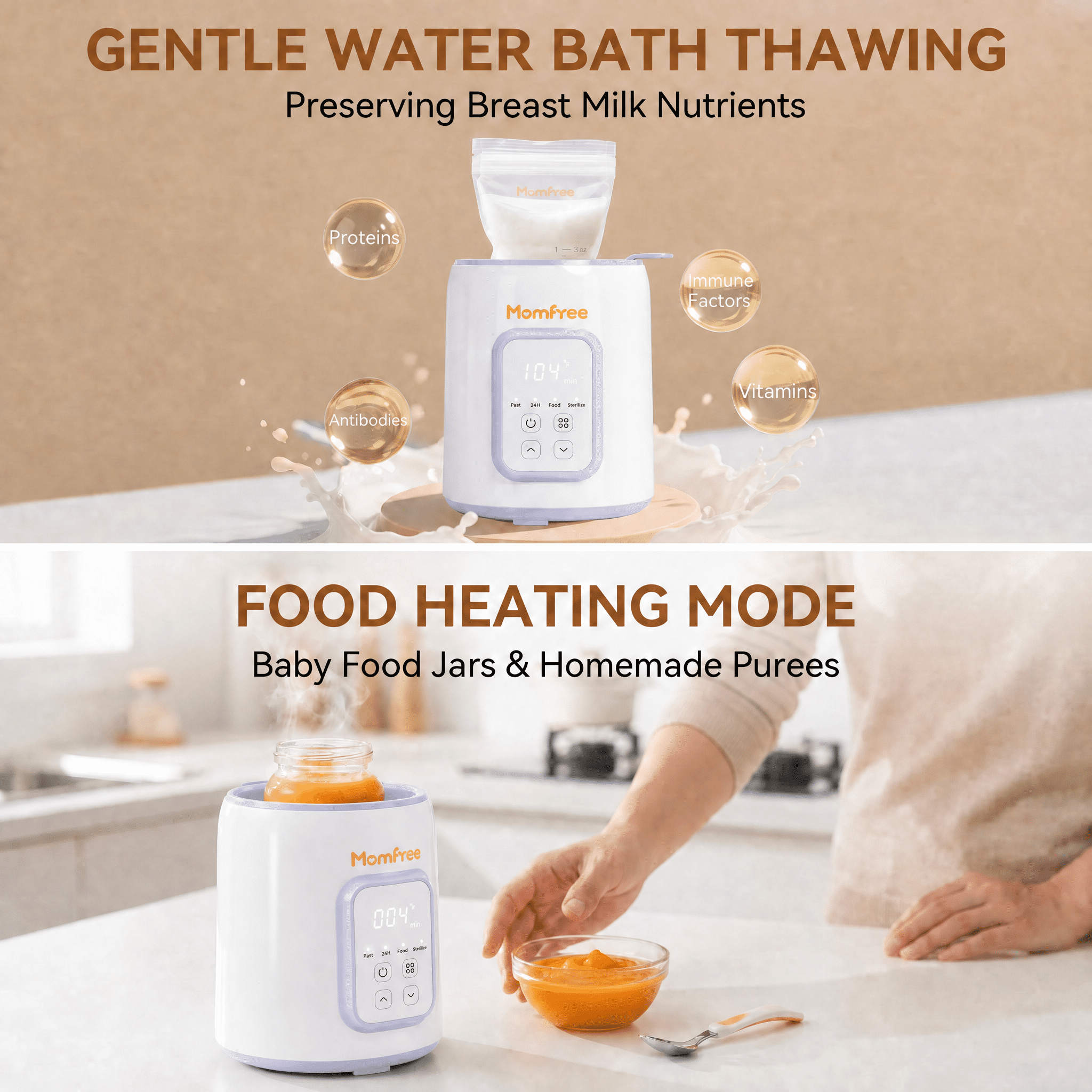 Baby Essentials Bottle Warmer8-in-1Fast Heating for Breastmilk and Formula,Baby Registry Search,with Accurate Temperature Control and Automatic Shut-Off,with Defrost,Keep Warm,for All Bottles