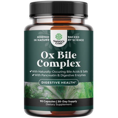 Natures Craft Ox Bile Complex – Digestive Enzyme & Gallbladder Support Supplement, 90 Count