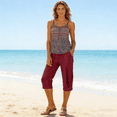 thumbnail image 4 of TQWQT Pedal Pushers for Women Drawstring Cotton Linen Capri Pants Dressy Casual Wide Leg High Waisted Work Lounge Pants Trendy Summer Palazzo Trousers with Pockets Wine L, 4 of 9