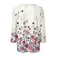 thumbnail image 5 of DENGDENG Summer Tops for Women 3/4 Sleeves Casual Elbow Cardigan Dressy Floral Print Button Down Shirt Lightweight Three Quarter Length Plus Size T-Shirts Tunic Tops Pink 3XL, 5 of 5
