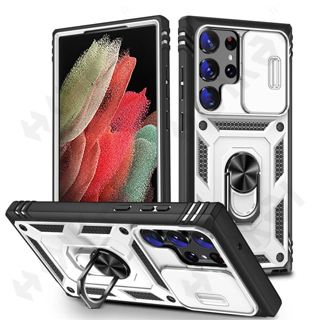 Funda para Samsung Galaxy S23, S22, S21, Ultra FE Plus, A53, A52, A13, A14, 5G, cámara deslizante, rotación de 360 grados, cubierta de grado pesado