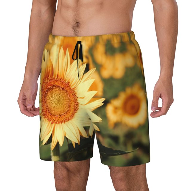 Fotbe Golden Sunflower In Field Traje de Baño para Hombre – Shorts de Natación de Secado Rápido con Forro y Bolsillos-XX-Large