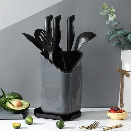 

Universal Knife Block Without Knives Edge-Protect Knife Storage Organizer Modern Knife Utensil Holder For Countertop With Drain-Rack Christmas Halloween Decoration Room Home Decor XYZ 5097