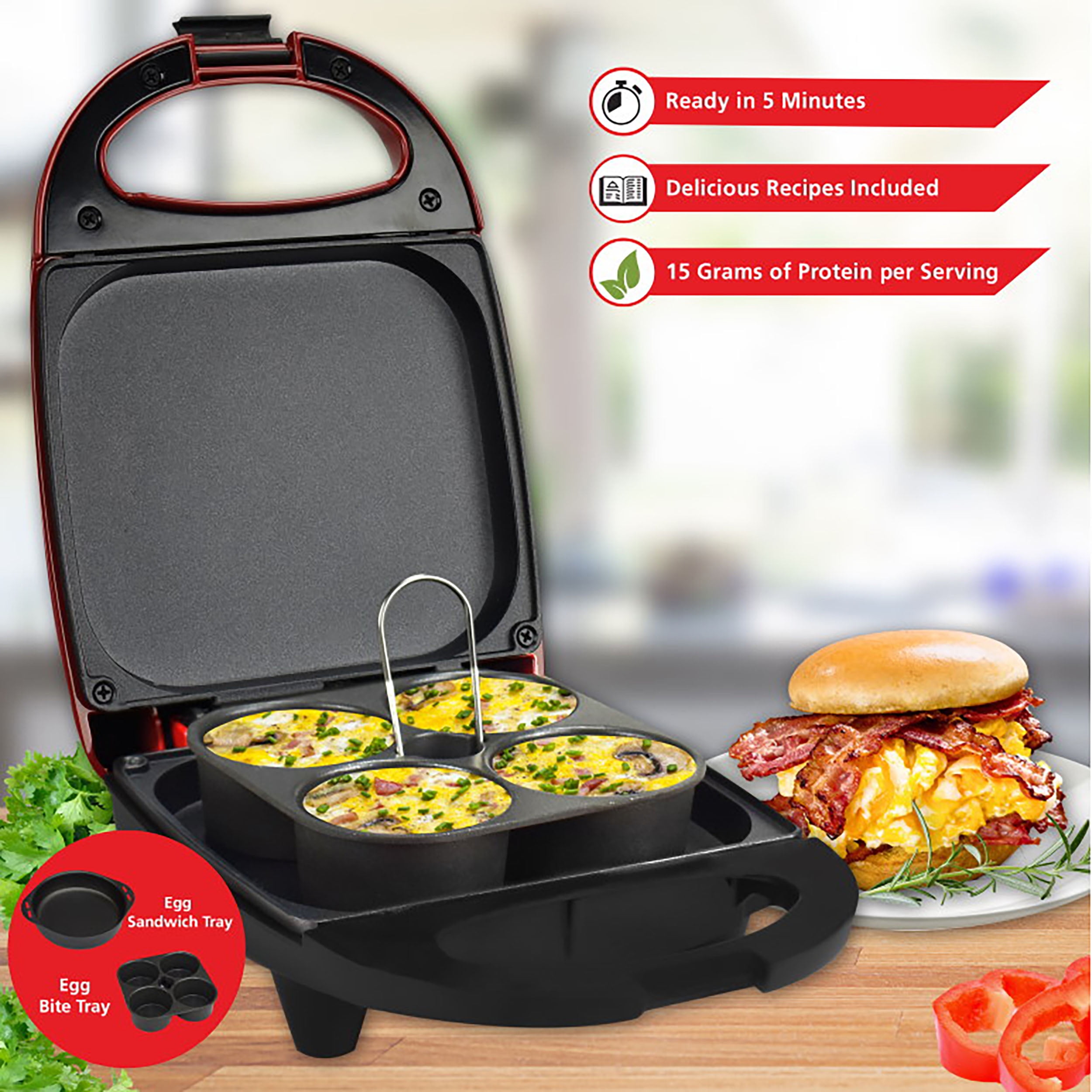 Brentwood Mini Sous Vide Style Egg Bite Maker in Red