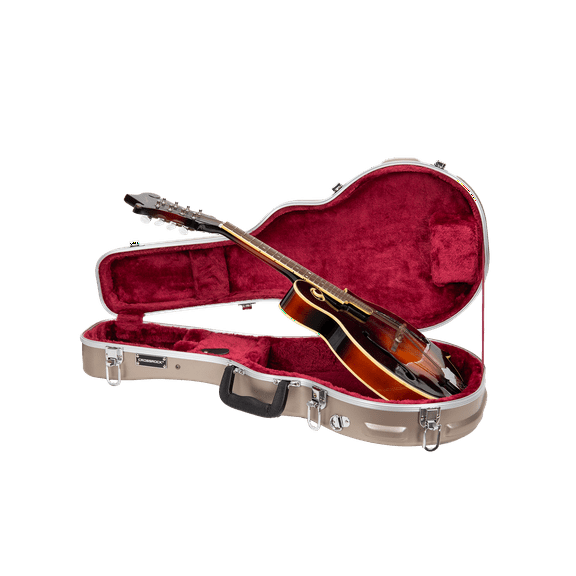 Crossrock F-style Mandolin Case | ABS Molded Hardshell with Security Lock, Metal Feet, and Detachable Straps-Champagne