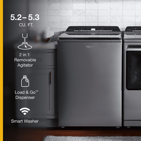 Whirlpool - 5.2 Cu. Ft. High Efficiency Smart Top Load Washer with 2 in 1 Removable Agitator - Chrome Shadow