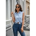 thumbnail image 3 of SPRING SEAON Women’s Sleeveless Blouse V Neck Button Down Chiffon Shirt for Women Casual Loose Fit Work Tops with Collar for Office or Daily Wear, 3 of 11