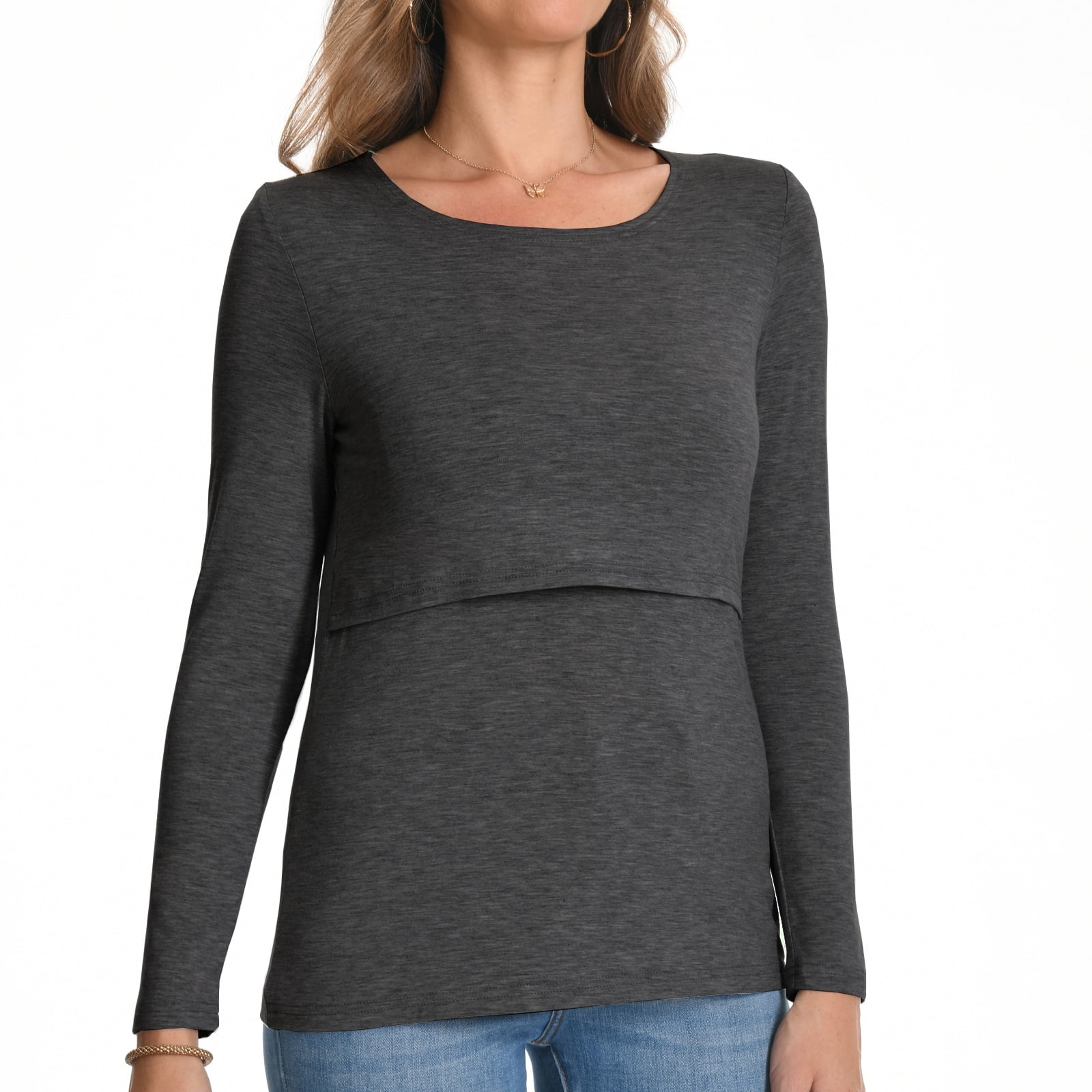 Beaisland Women's Maternity Nursing Tops Comfy Long Sleeve Breastfeeding T-Shirt 3-Pack