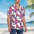 thumbnail image 3 of Pofeuu Peonies Print Hawaiian Shirt for Men Sleeves Casual Button Down Summer Beach Dress Shirts T-Shirts,X-Large, 3 of 7