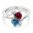 thumbnail image 2 of Gem Stone King 10K White Gold Diamond Accent Ring Created Ruby Persian Blue Moissanite (1.80 Cttw), 2 of 3