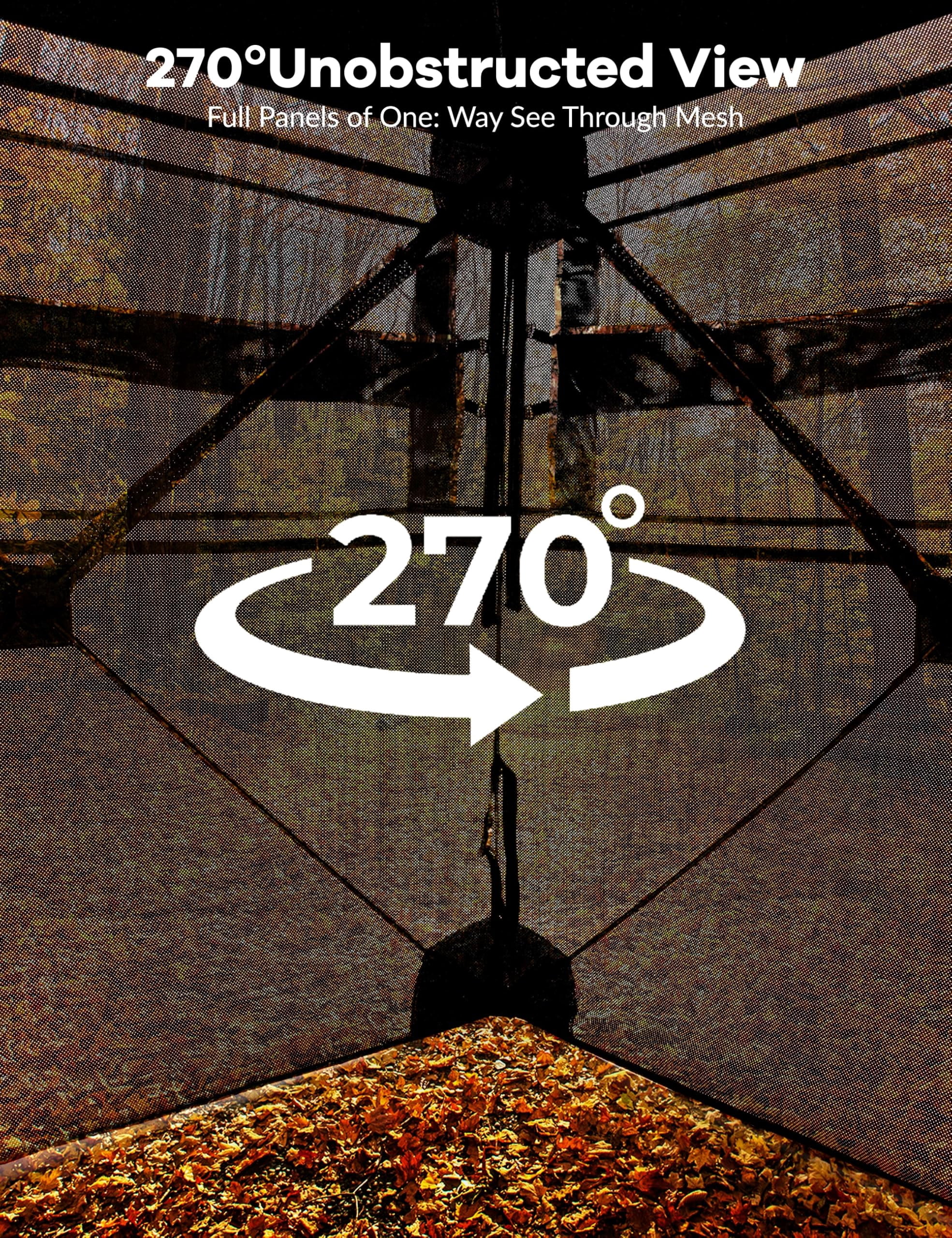 Towallmark Hunting Blind See Through 2-3 Person Pop Up Ground Blinds 270 Degree, 210D Portable Resilient Hunting Tent for Deer & Turkey Hunting with Carrying Bag