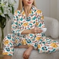 thumbnail image 6 of Fuzoiu Travel Elements Print Women's Long-Sleeved Pajama,Lounge Button Down Nightwear,Womens Notch Collar Pajama Set-Large, 6 of 7