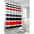 thumbnail image 3 of Shower Curtains for Bathroom-72"x72", Red Black Grey Stripes Waterproof Bath Curtain Grommet Shower Curtain Set with Hooks, Modern Geometric Pattern Washable Bath Accessories, 3 of 6
