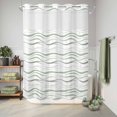 thumbnail image 6 of No Hook Shower Curtain, Sage Green Stripes Shower Curtains for Bathroom with See Through Top Window, Modern Simple Gradient Waves Lines Waterproof & Washable Bath Curtain 60"x72", 6 of 9