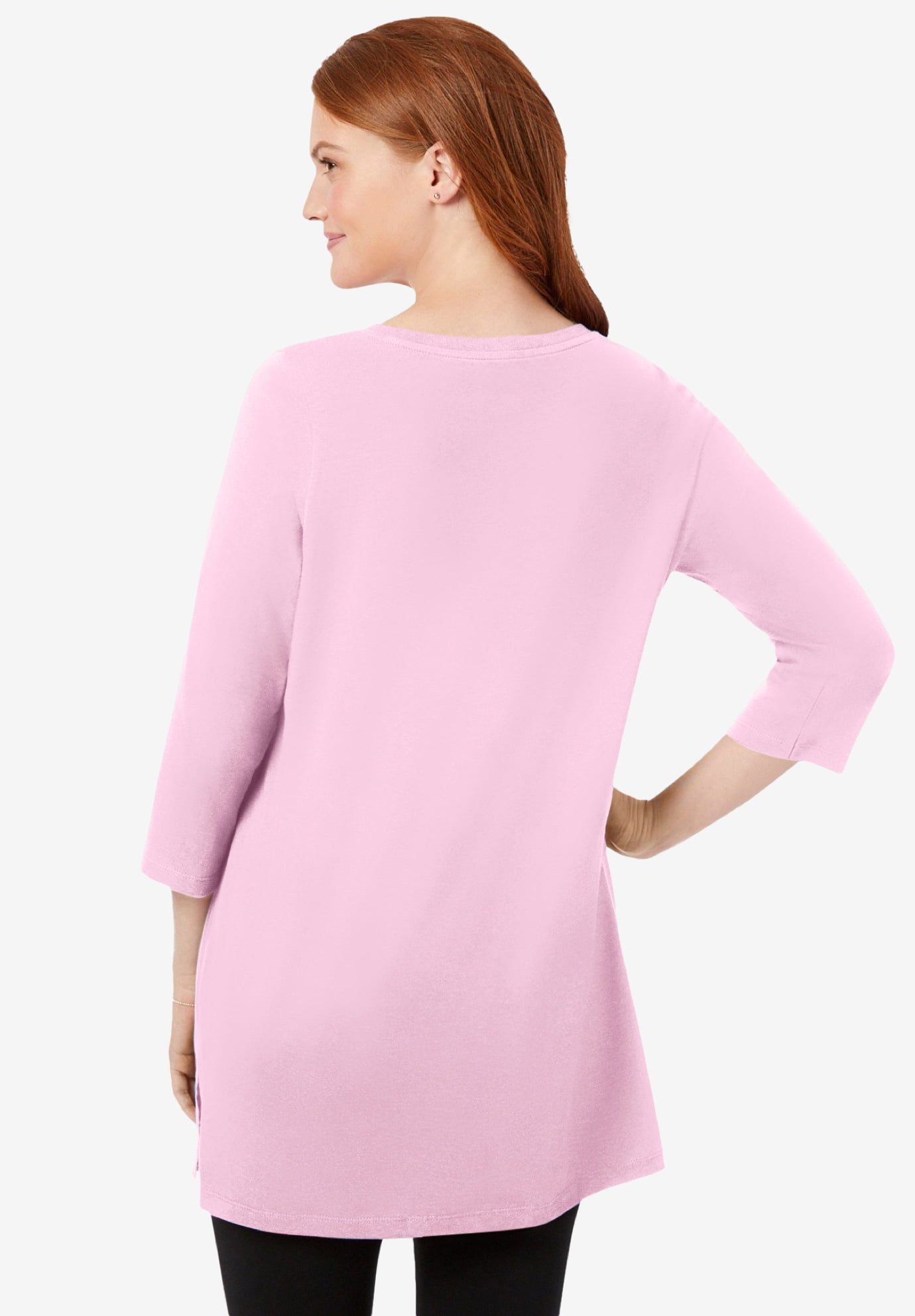 Plus Size Perfect Three-Quarter-Sleeve Scoopneck Tunic - image 2