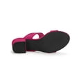 thumbnail image 3 of Women's Dual Straps Mid Chunky Heel Slide Sandals Hot Pink 9, 3 of 8