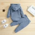 thumbnail image 5 of Hicidod Infant Unisex Sweatsuit Hooded Long Sleeve Bodysuit Stretchy Pants Fashion Solid Color Ribbed Fall Winter Baby Outfits, 5 of 7