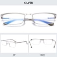 thumbnail image 3 of MAGIMODAC Anti Blue Light Reading Glasses Metal Spring Hinges Halframe Classic Blue Light Blocking Eyeglasses Eyewear Readers (Silver, +1.0), 3 of 5