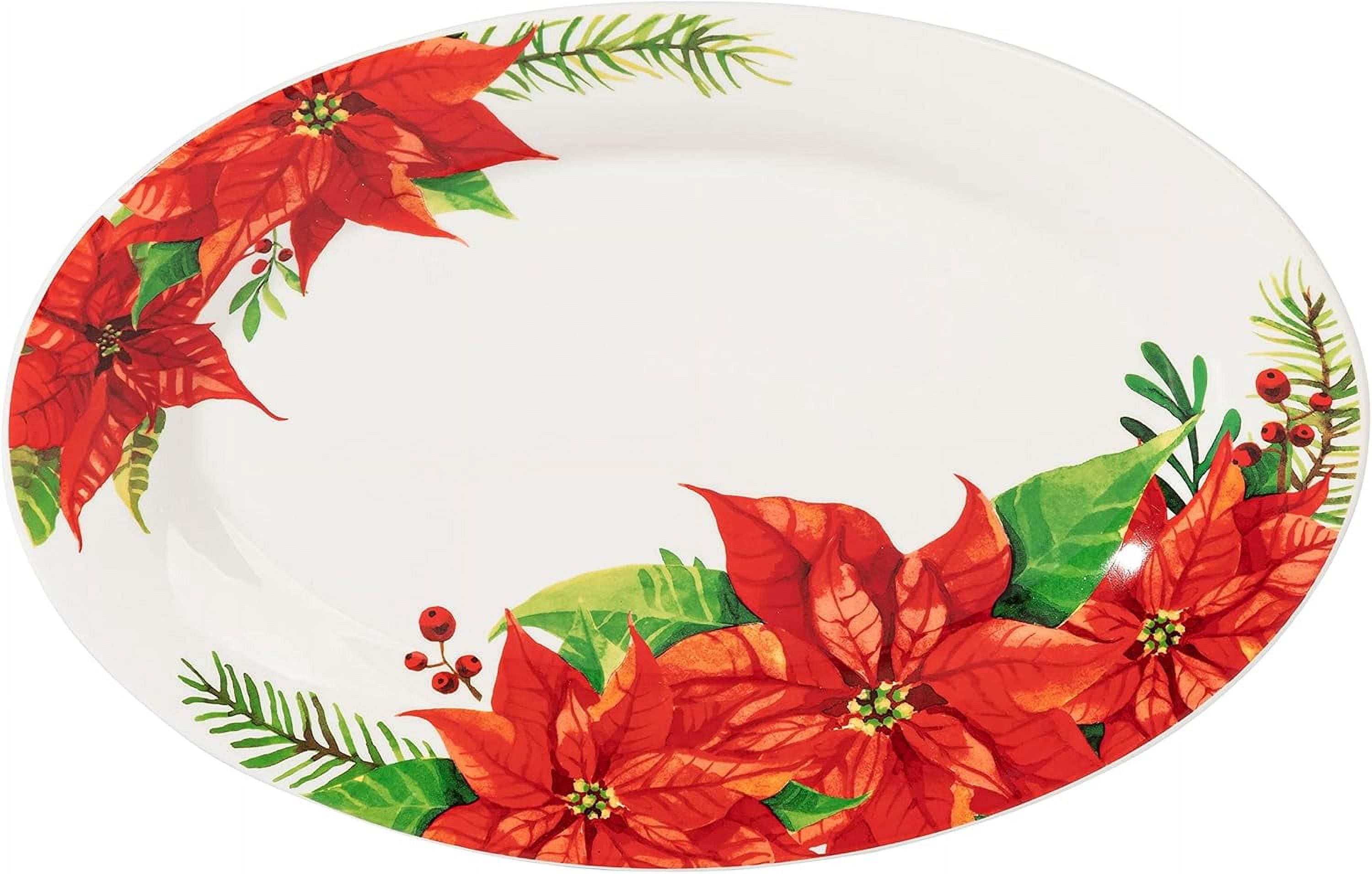 Gibson Home Magic Poinsettia 4 Piece Serving and Accessories Set