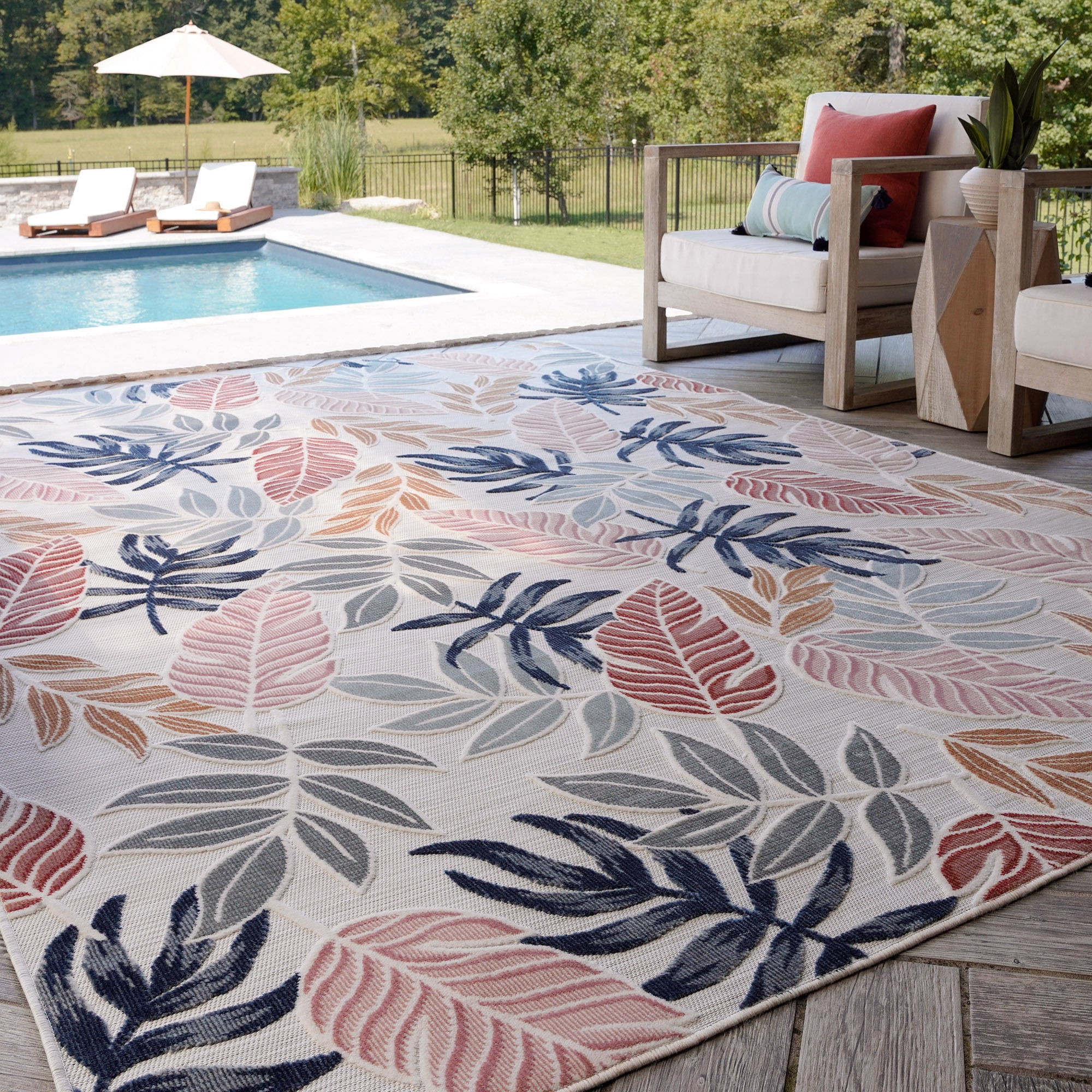 4x6 Water Resistant, Indoor Outdoor Rugs for Patios, Front Door Entry, Entryway, Deck, Porch, Balcony | Outside Area Rug for Patio | Multi-Color, Floral | Size: 3'10'' x 5'3''